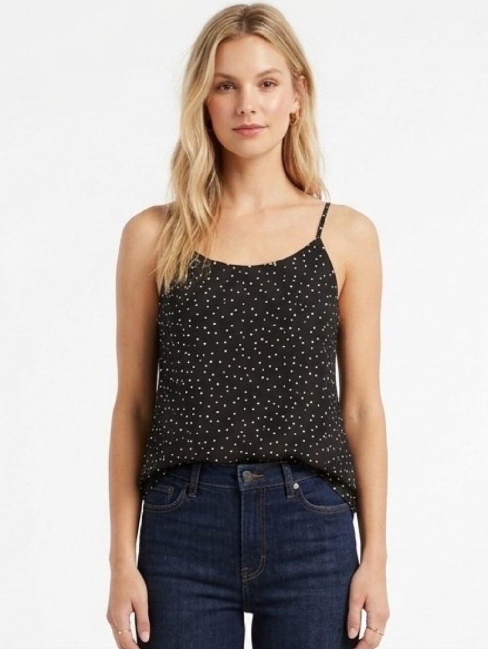 LOFT Cami Scoop Neck Small Black Poka Dot